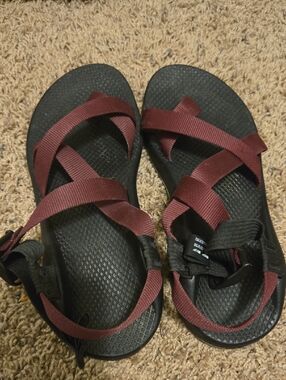 Chaco Women's Burgundy and Black Adjustable Strap Sandals